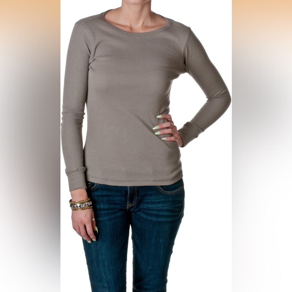 Next Level Ladies Soft Long Sleeve Thermal Shirt Warm Gray Size Large